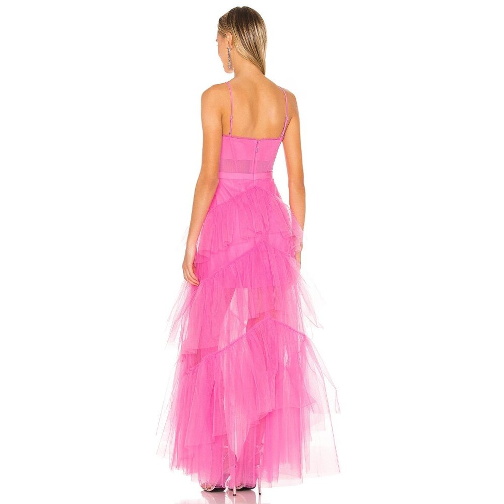 BCBGMaxAzria Hot Pink Tiered Tulle Gown - Picture 3 of 7